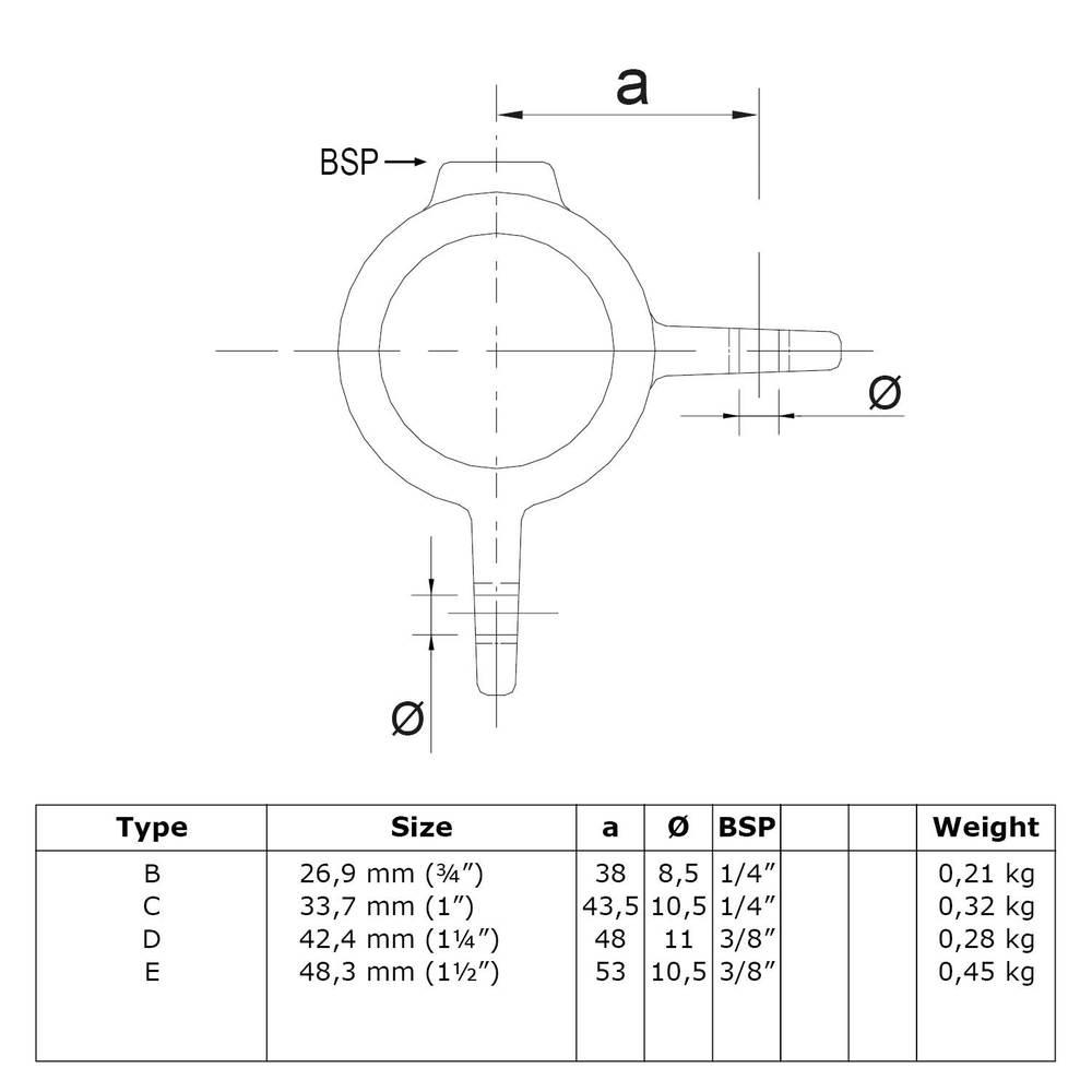 Doos Dubbel oogdeel 90°-D / 42,4 mm (60 stuks)